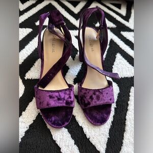 Crushed velvet block heels